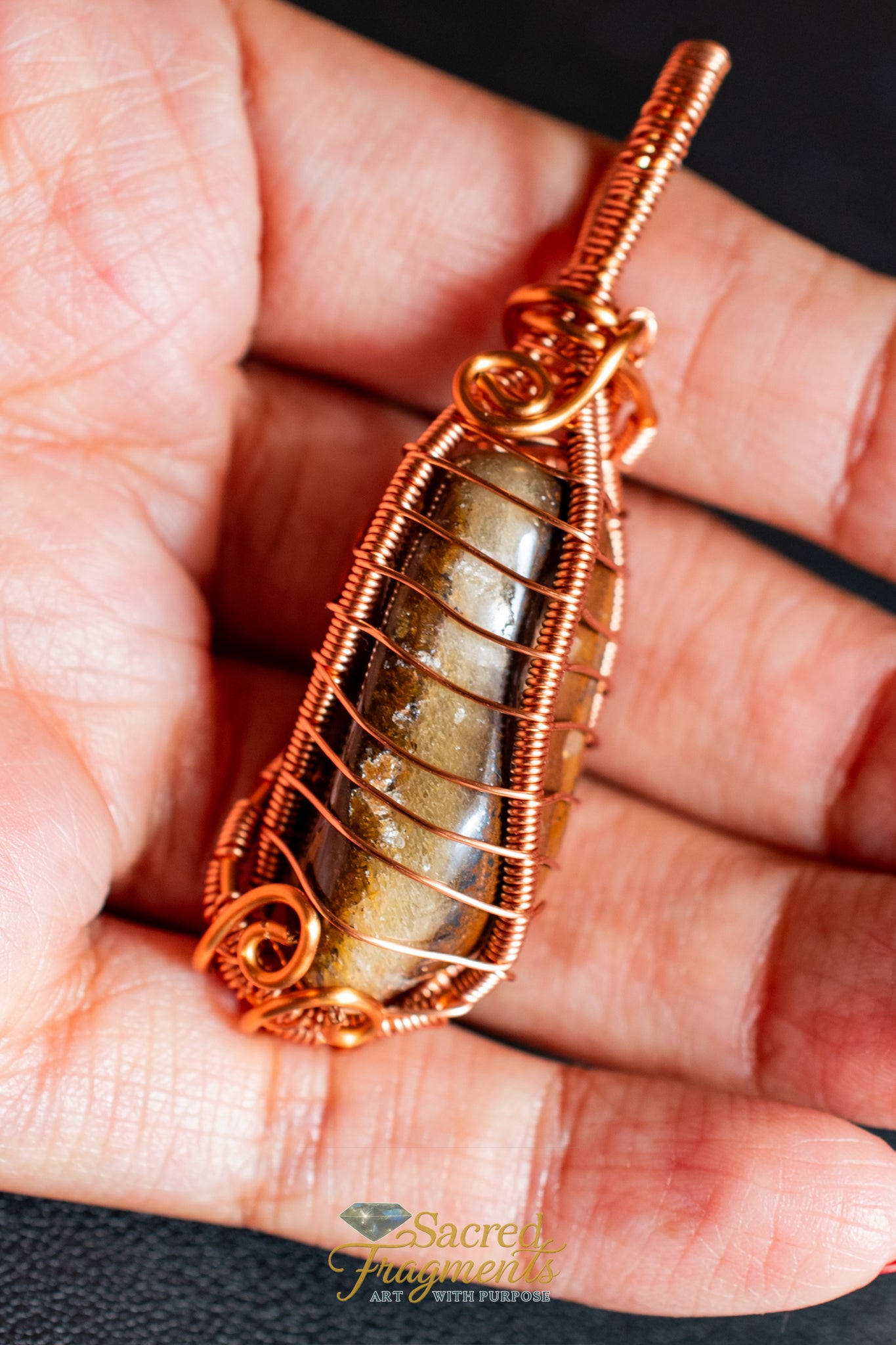Tiger Iron Copper Wrapped Pendant