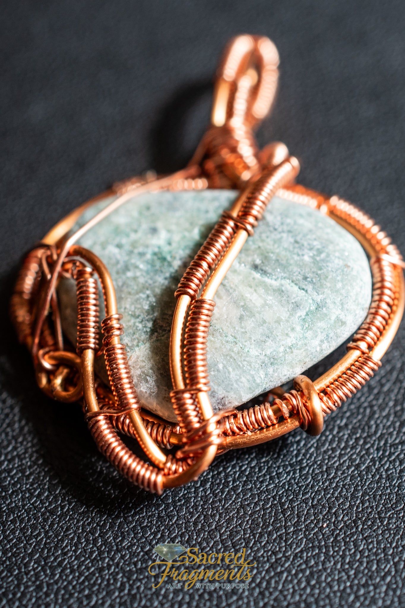 Mariposite Copper Wrapped Pendant