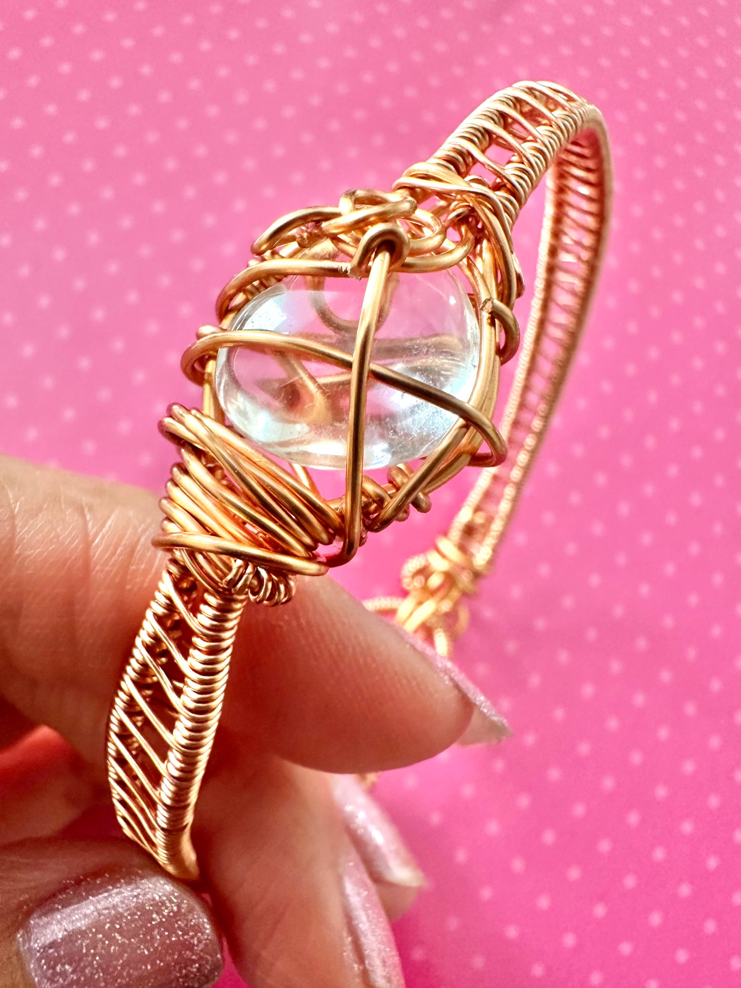 Heart my Love Quartz Copper Weaved Bracelet