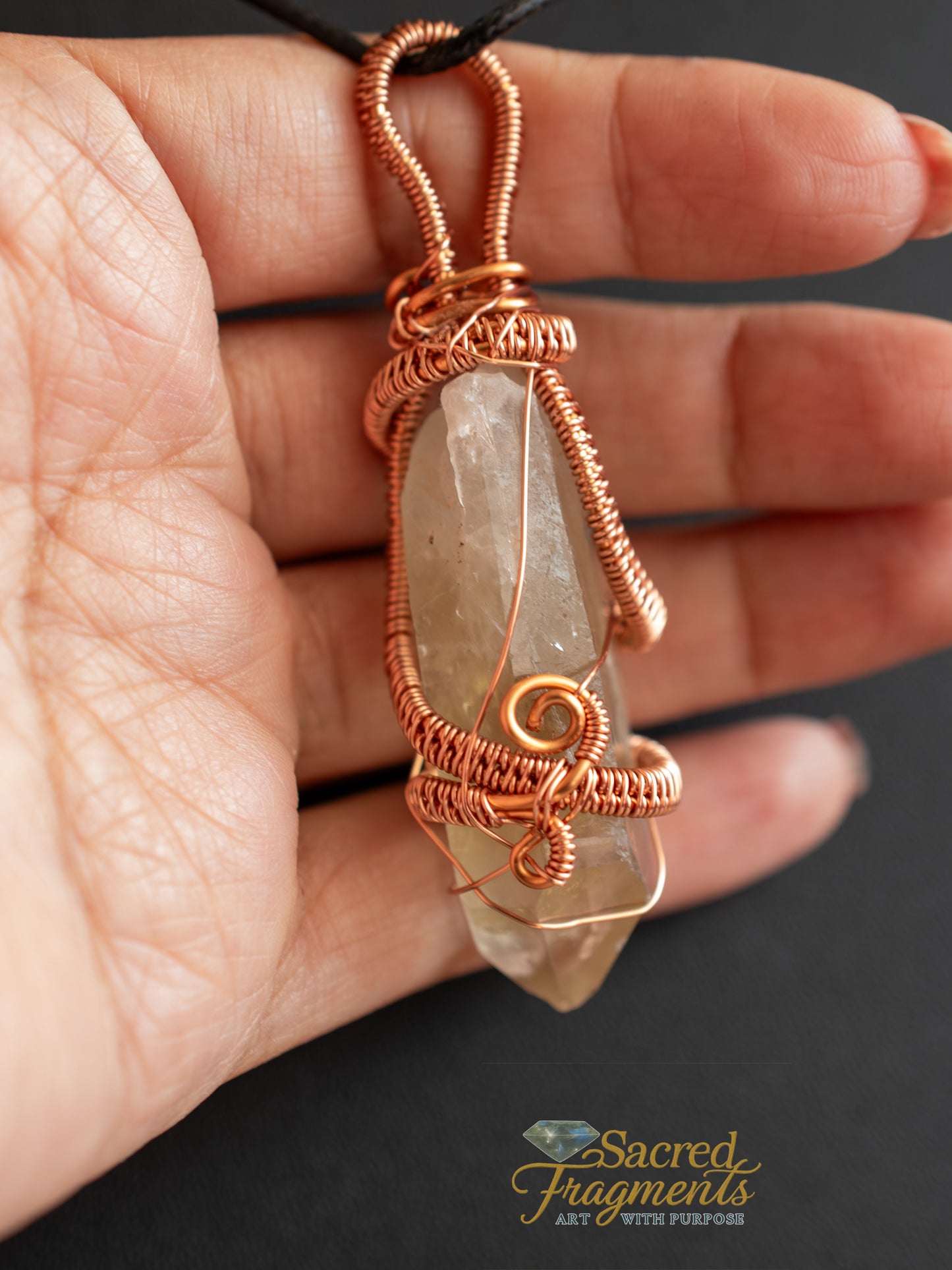Joyful Manifestations Smoky Citrine Copper Wrapped Pendant