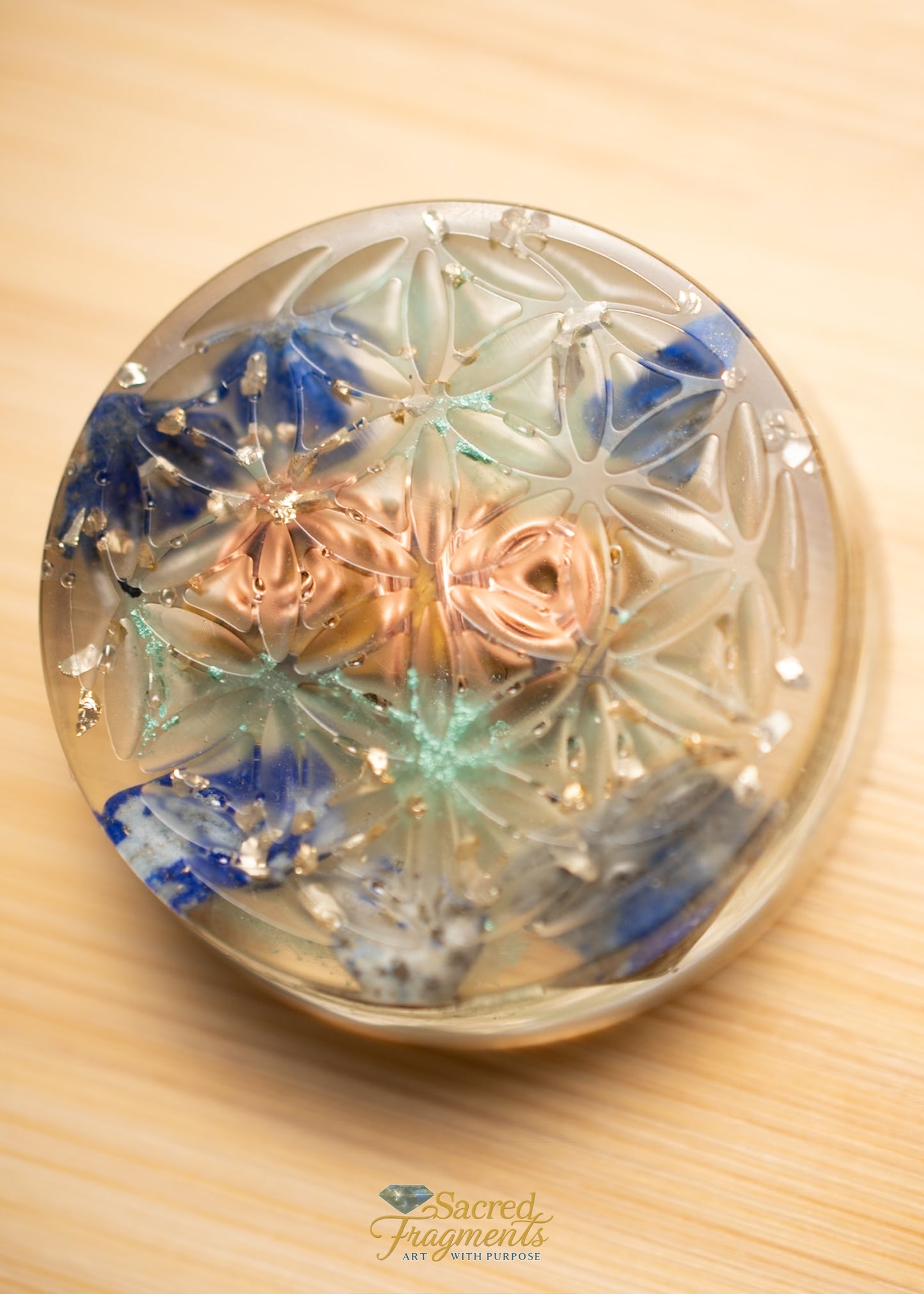 Flower of Life Orgonite Energy Pocket Piece