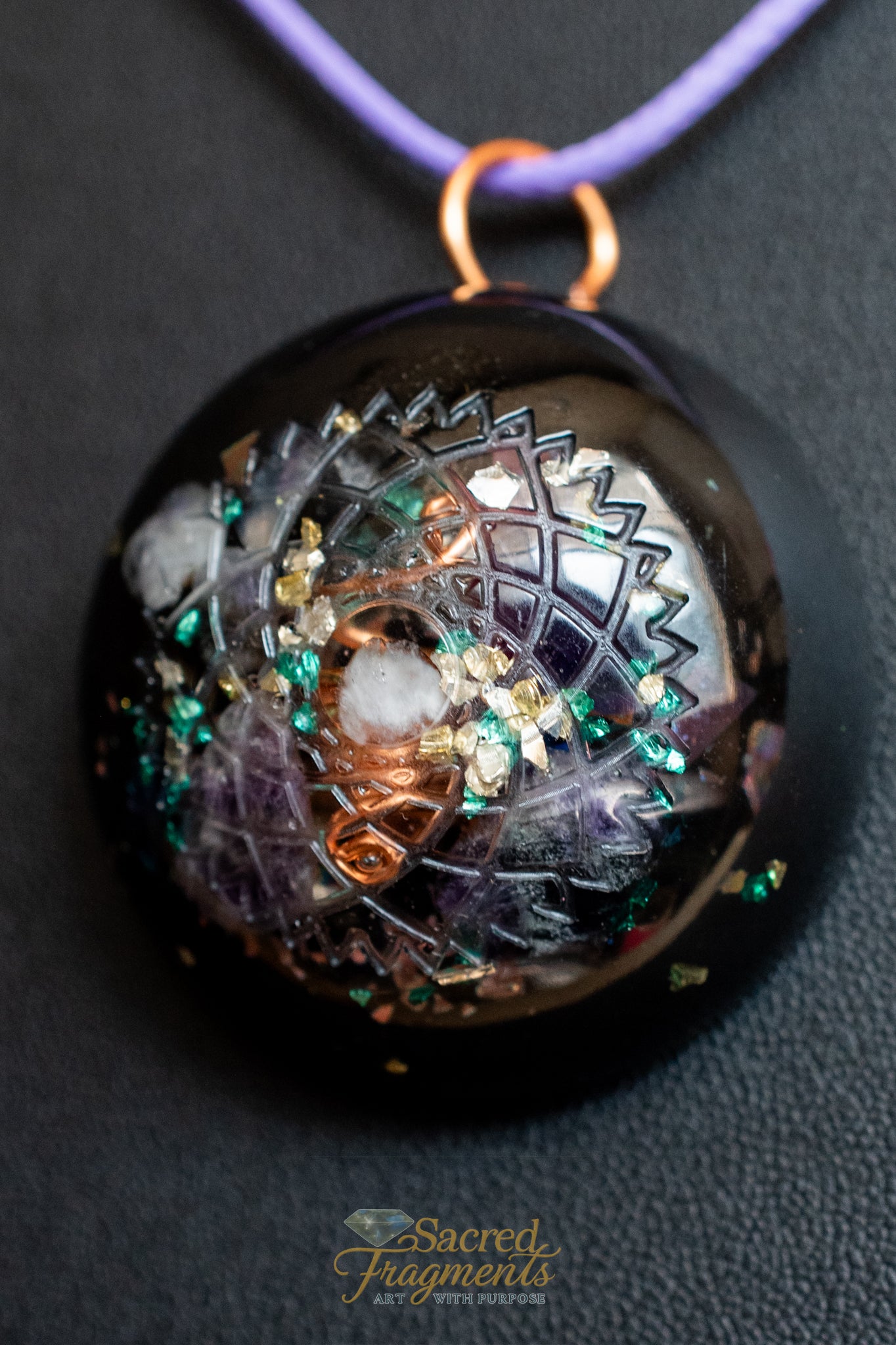 Crown Chakra Orgone Pendant with Shungite Stone