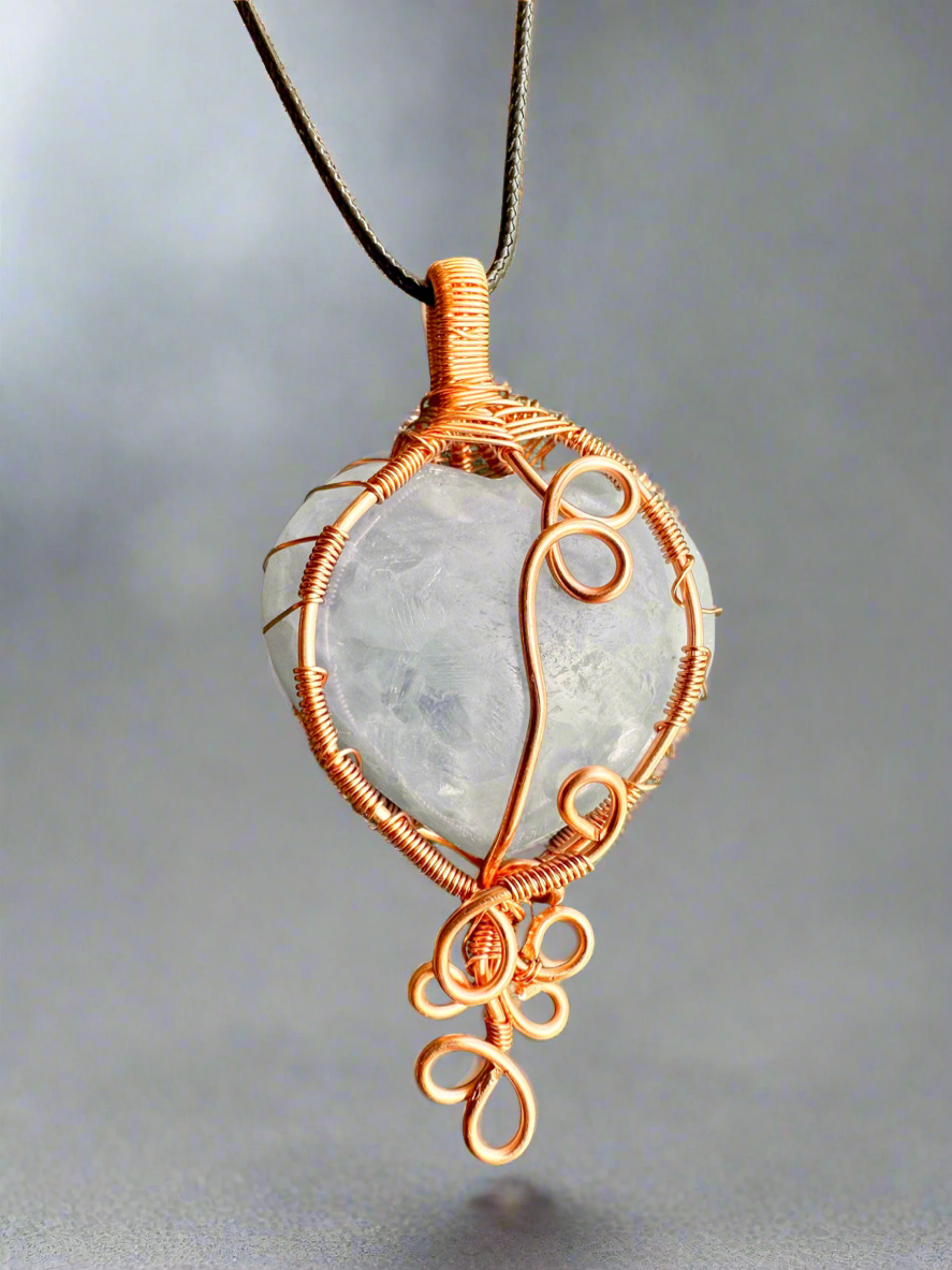 Elevate Vibrations • Angelite Heart Wire Wrapped Pendant