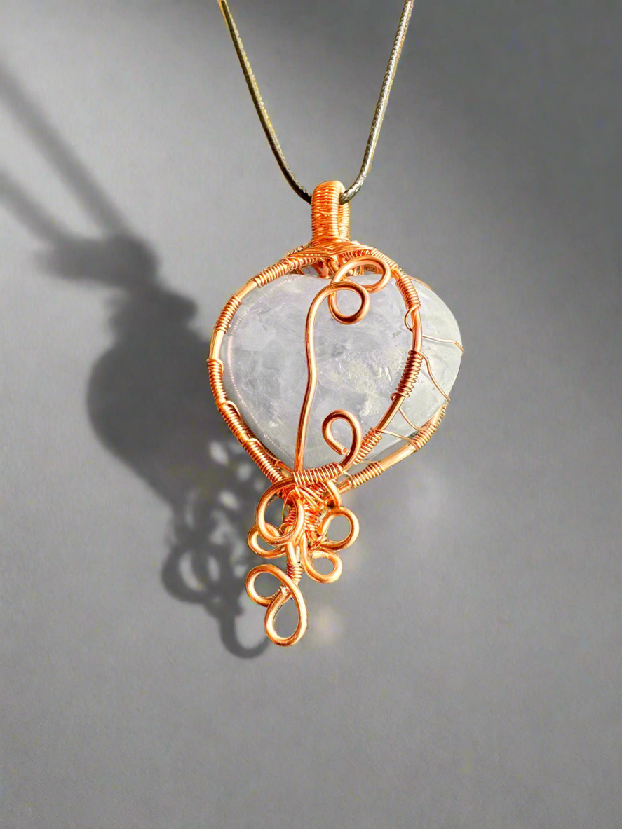 Elevate Vibrations • Angelite Heart Wire Wrapped Pendant