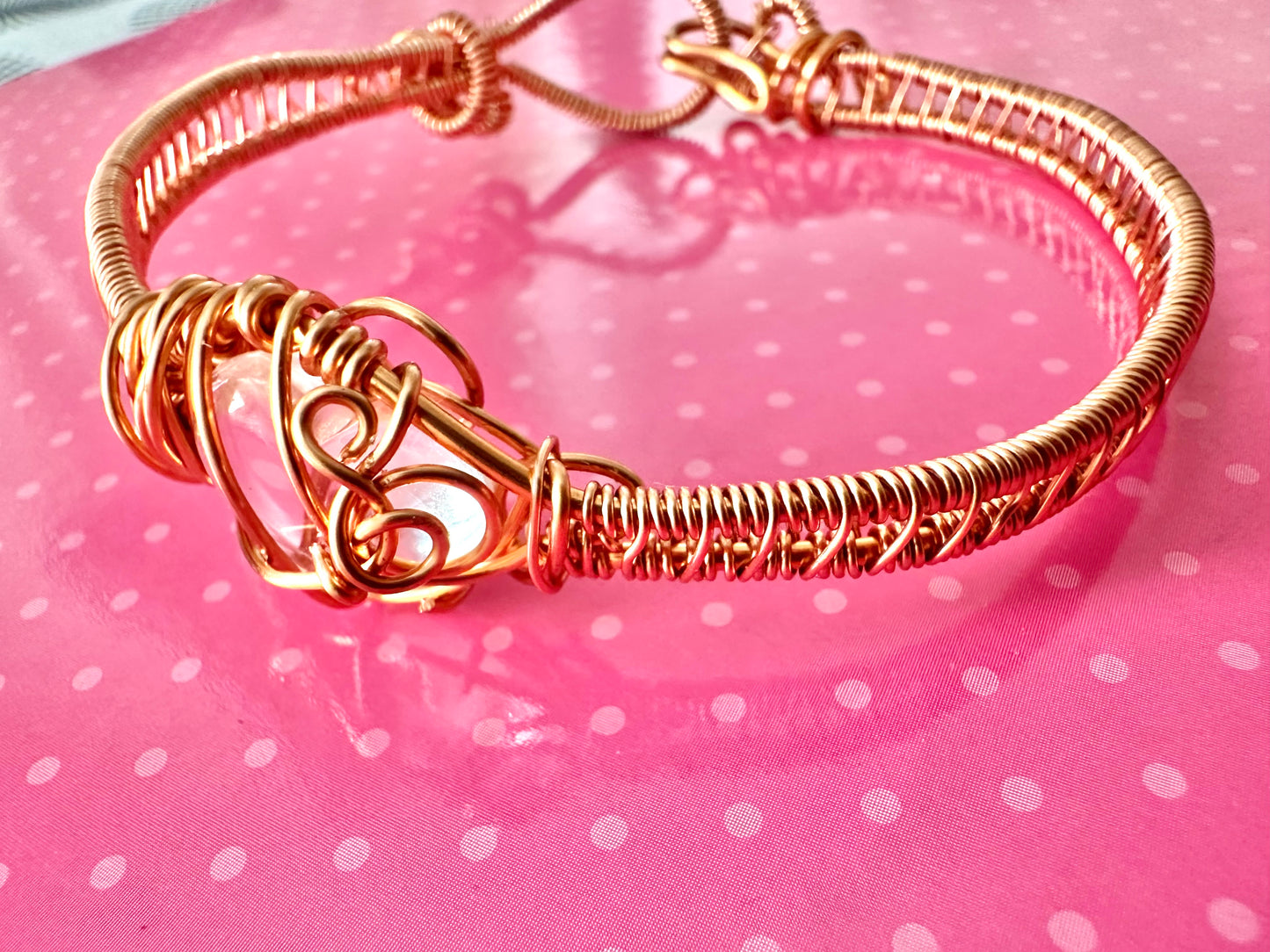 Heart my Love Quartz Copper Weaved Bracelet