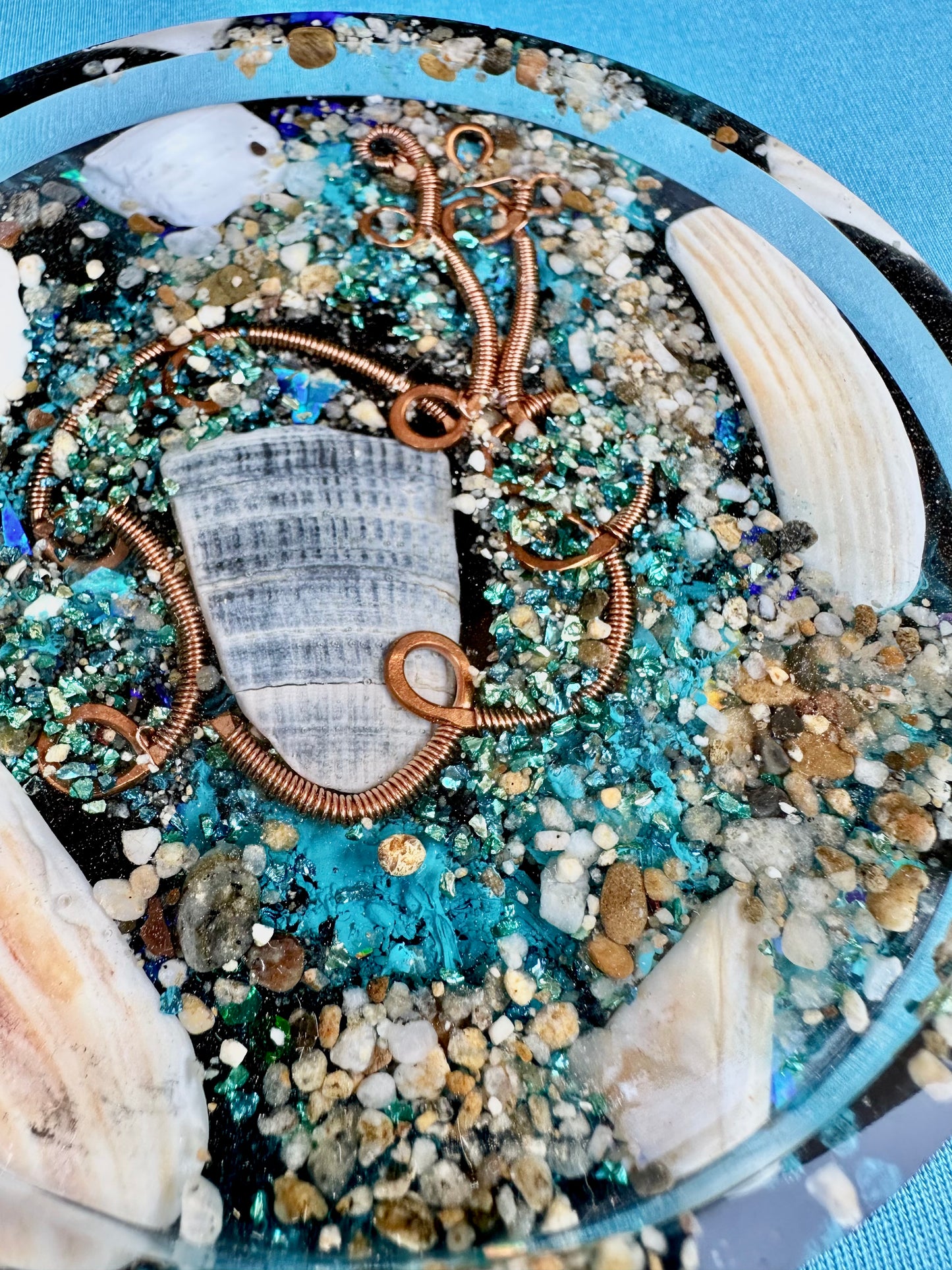 Beachy Sand and Sea Shungite Coaster