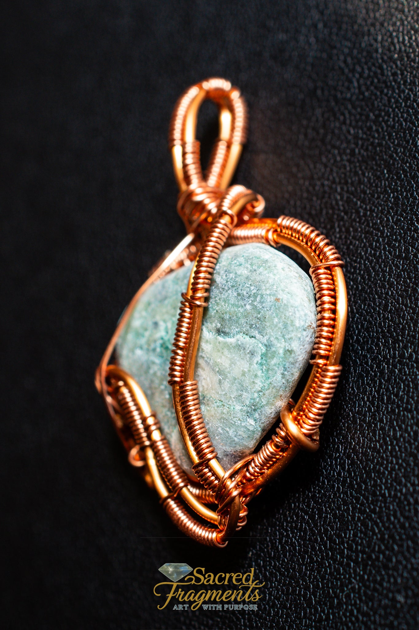 Mariposite Copper Wrapped Pendant