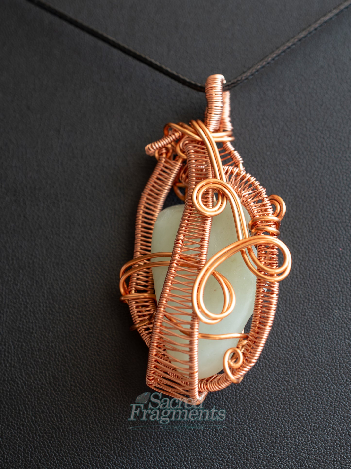 Copper-Wrapped Jade Serenity Pendant