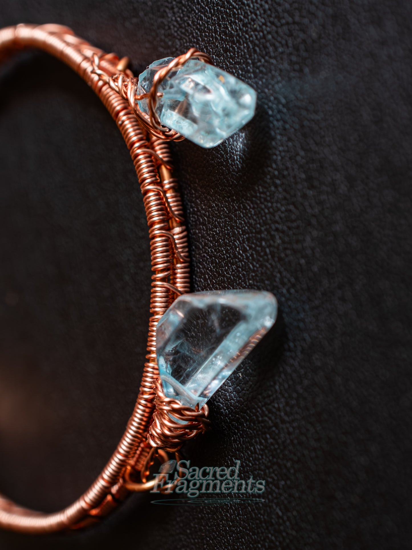 Blue Aura Quartz Bangle Copper Weaved Bracelet