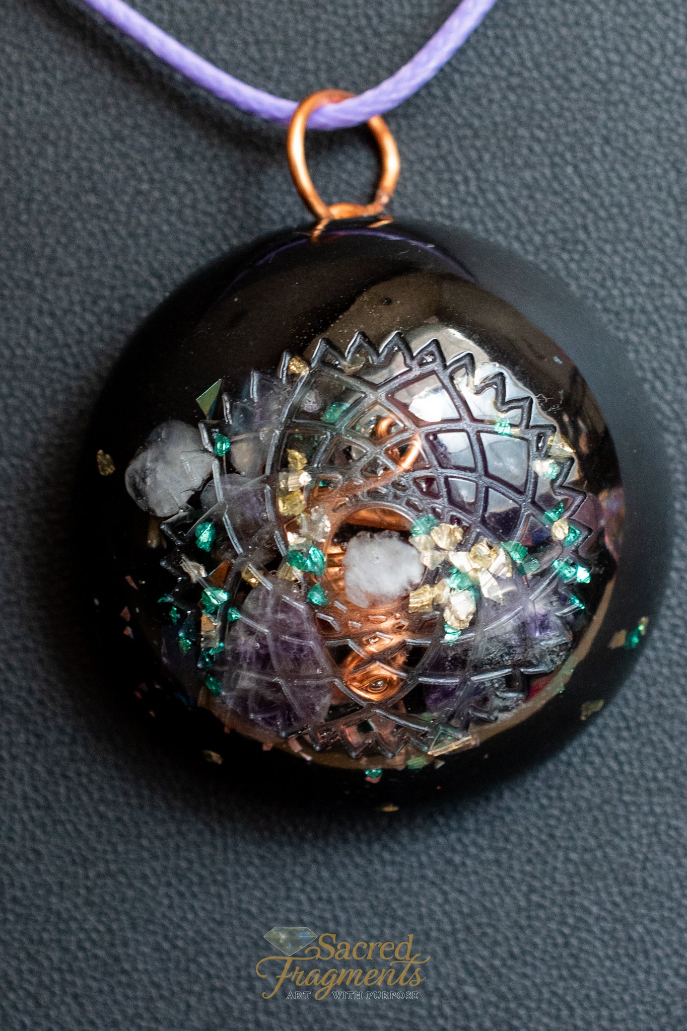 Crown Chakra Orgone Pendant with Shungite Stone