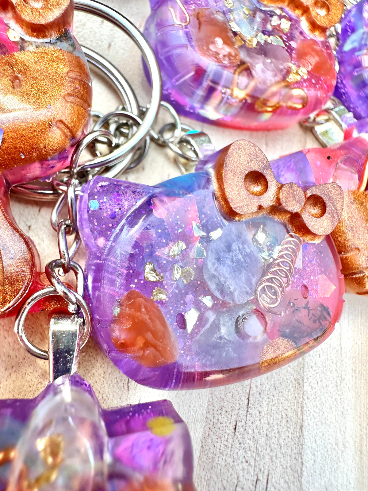 Cosmic Kitty Face Orgone Keychain