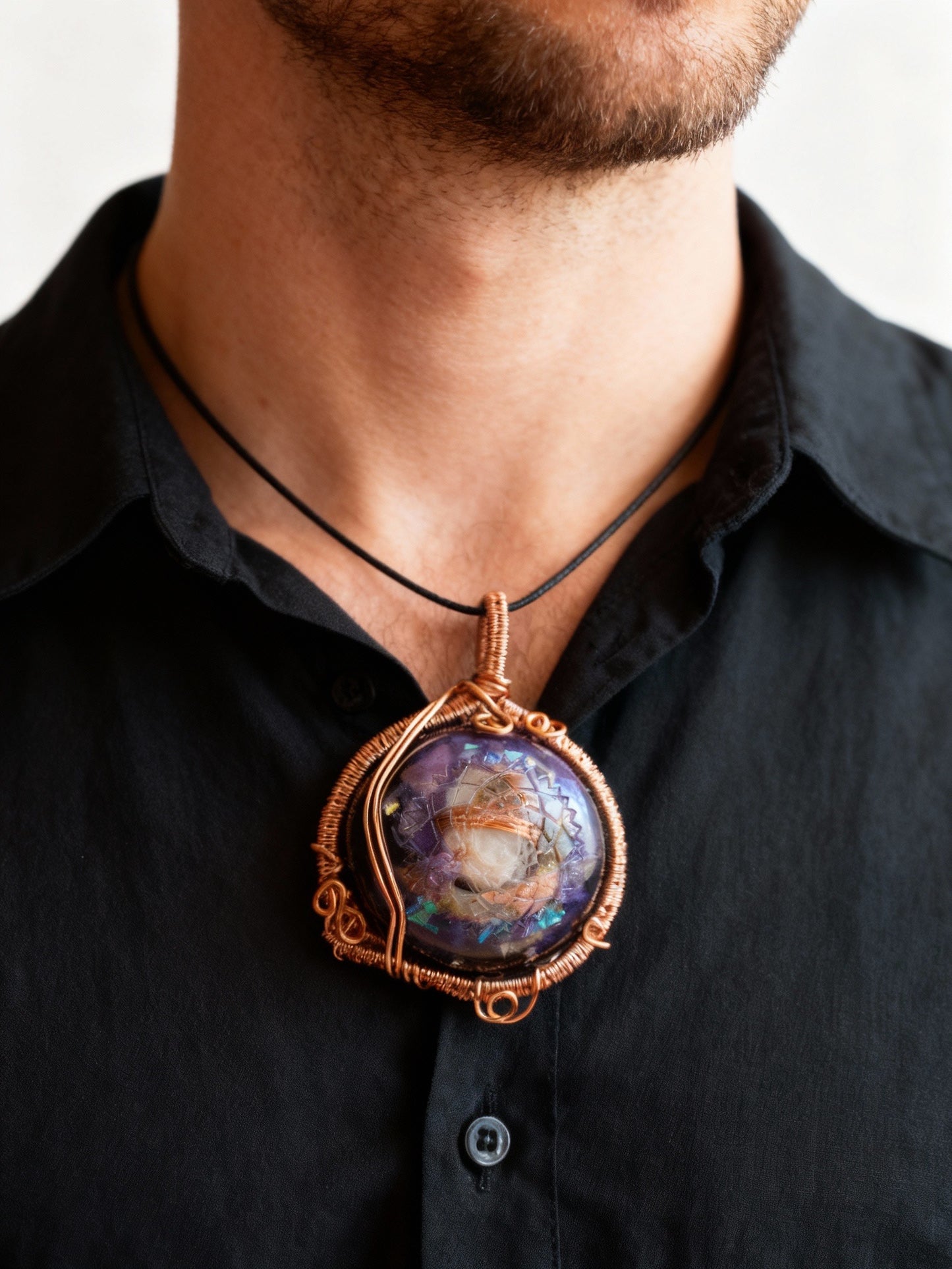 Crown Chakra Orgone Pendant with Shungite Stone
