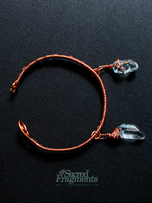 Blue Aura Quartz Bangle Copper Weaved Bracelet