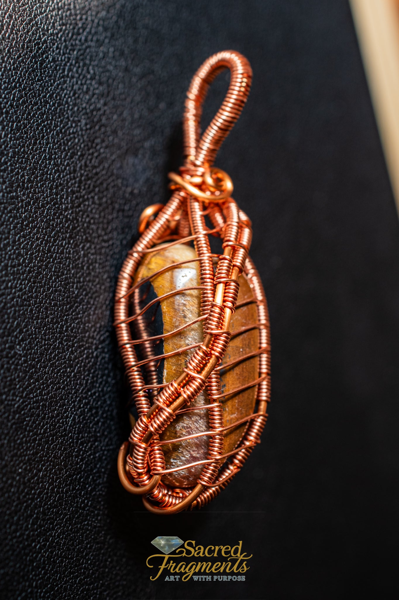 Tiger Iron Copper Wrapped Pendant