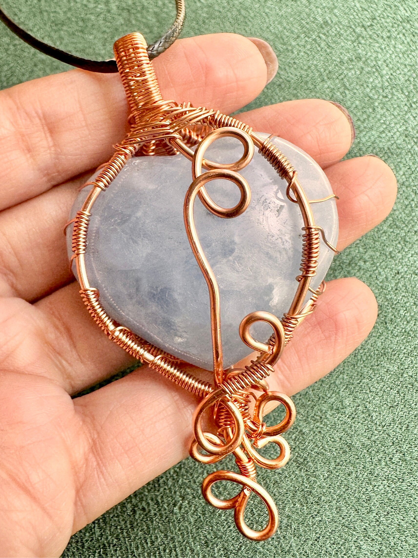 Elevate Vibrations • Angelite Heart Wire Wrapped Pendant