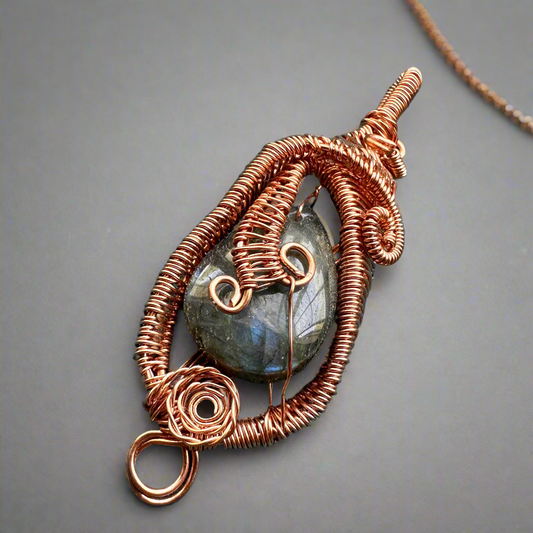 Labradorite Crystal Copper Wrapped - Protection Amulet