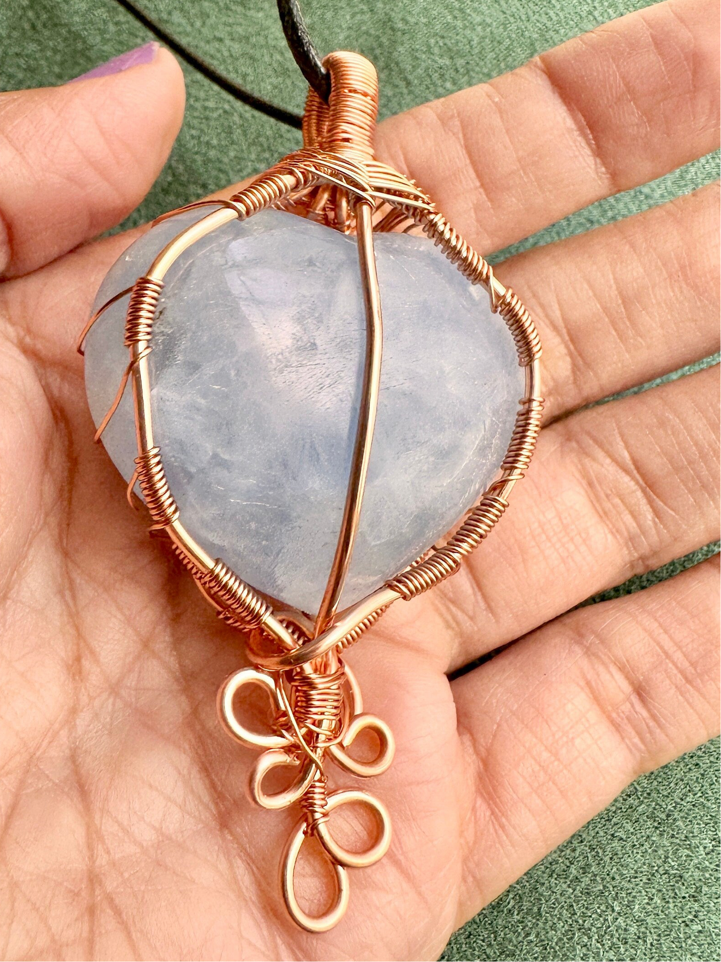 Elevate Vibrations • Angelite Heart Wire Wrapped Pendant