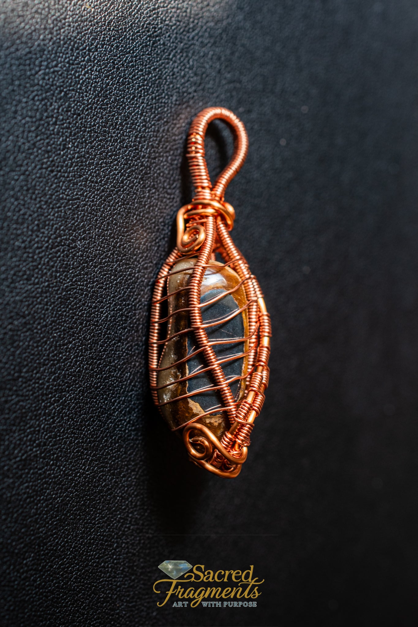Tiger Iron Copper Wrapped Pendant