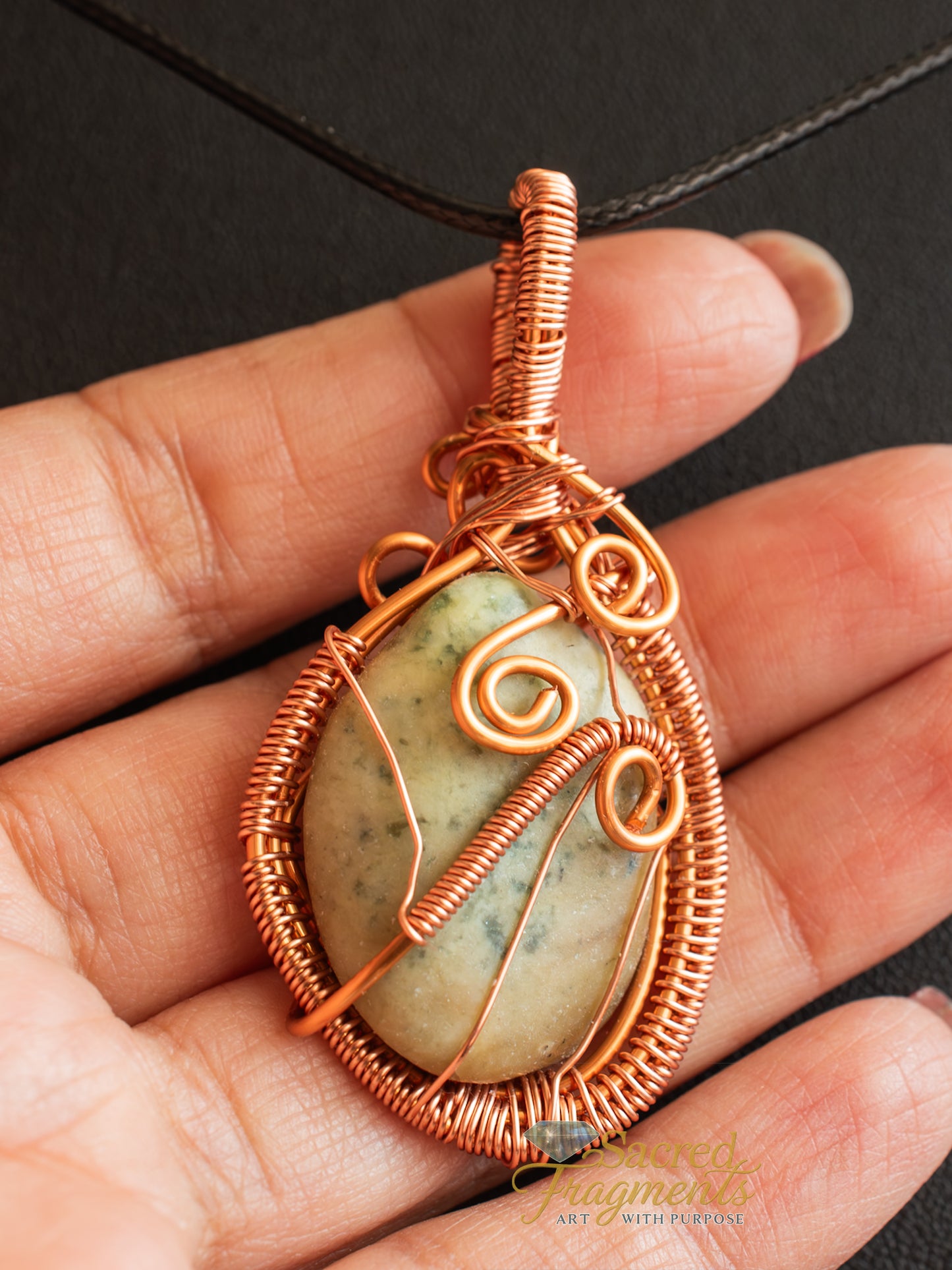 Lucky & Balanced Copper-Wrapped Jade Pendant