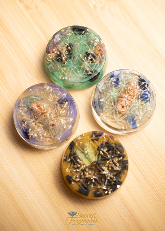 Flower of Life Orgonite Energy Pocket Piece