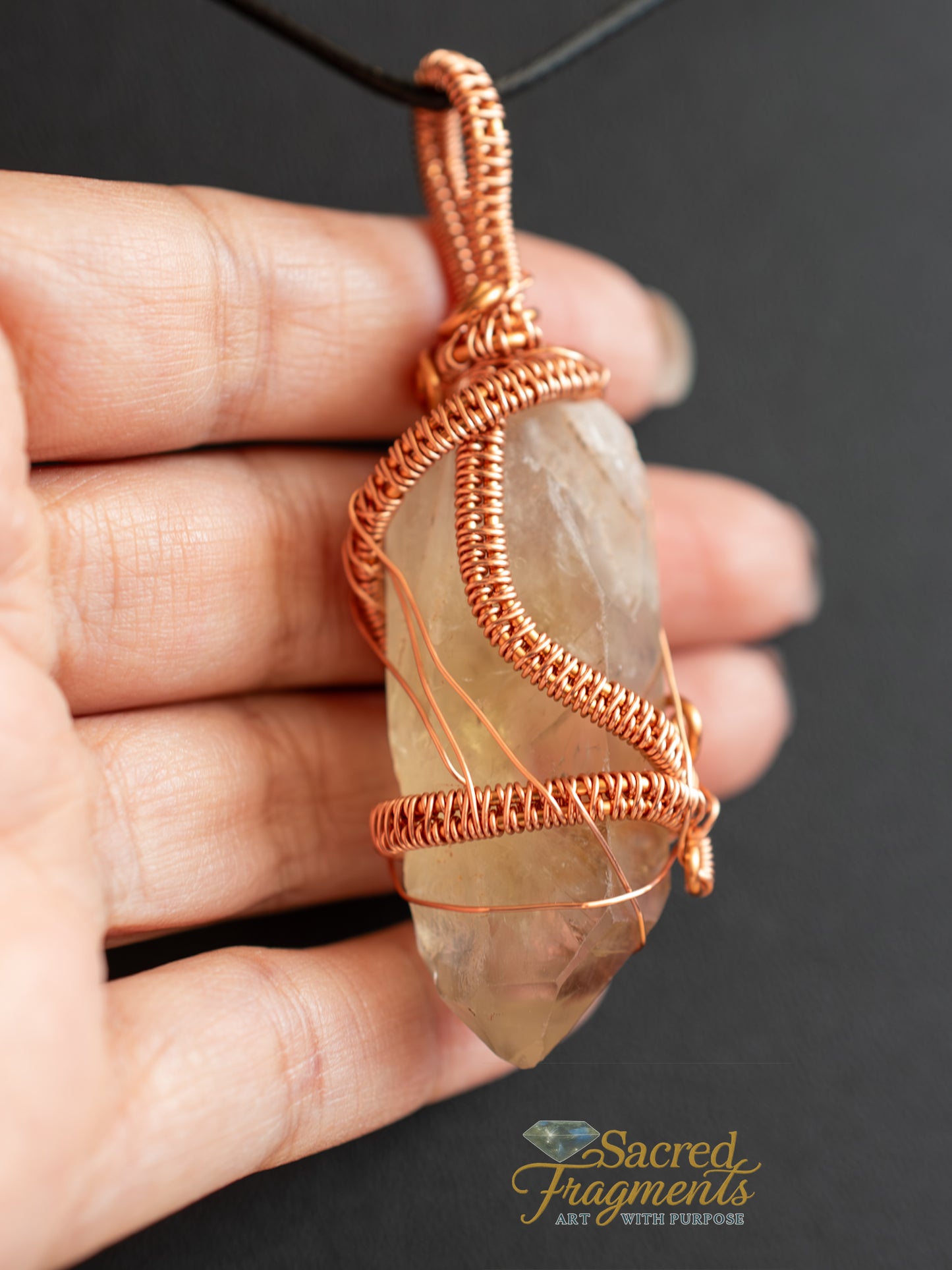 Joyful Manifestations Smoky Citrine Copper Wrapped Pendant