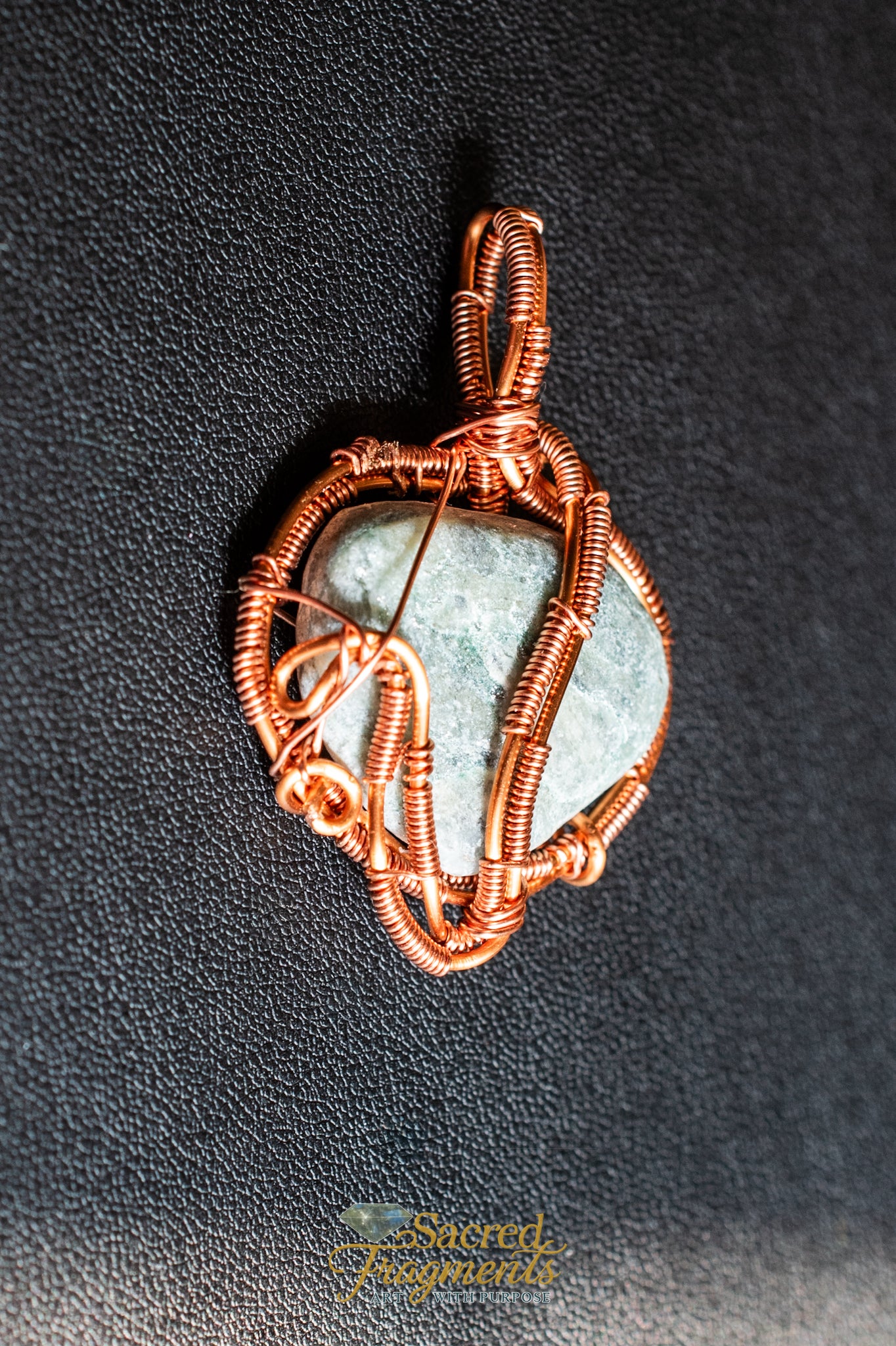 Mariposite Copper Wrapped Pendant