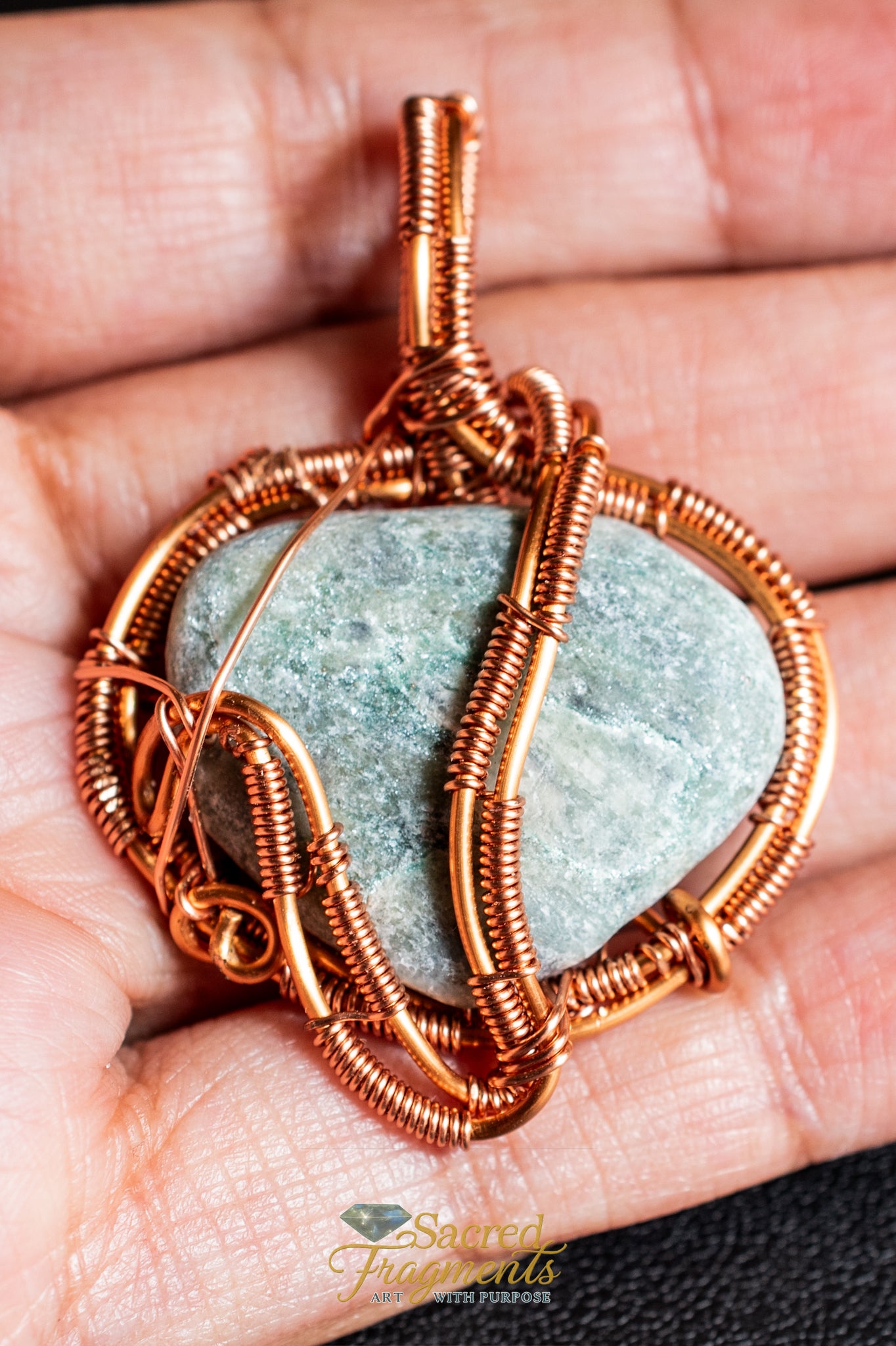 Mariposite Copper Wrapped Pendant