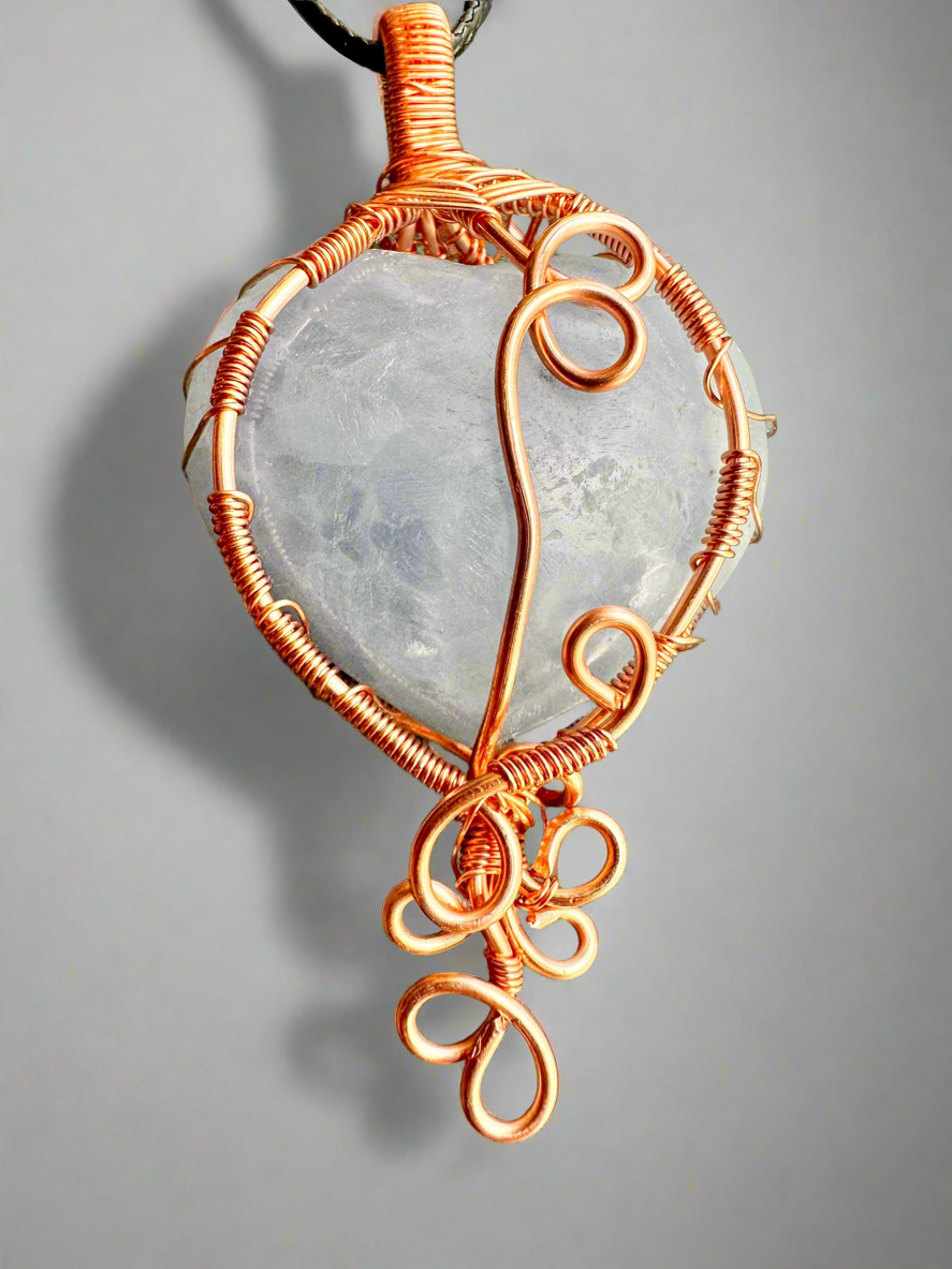 Elevate Vibrations • Angelite Heart Wire Wrapped Pendant