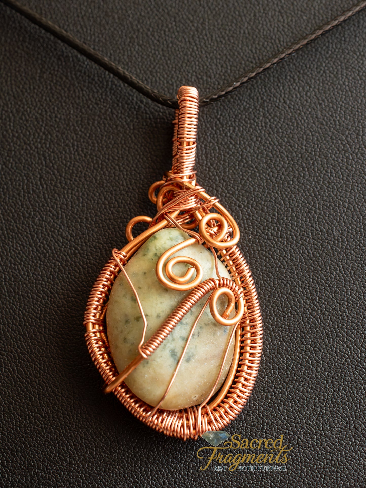 Lucky & Balanced Copper-Wrapped Jade Pendant