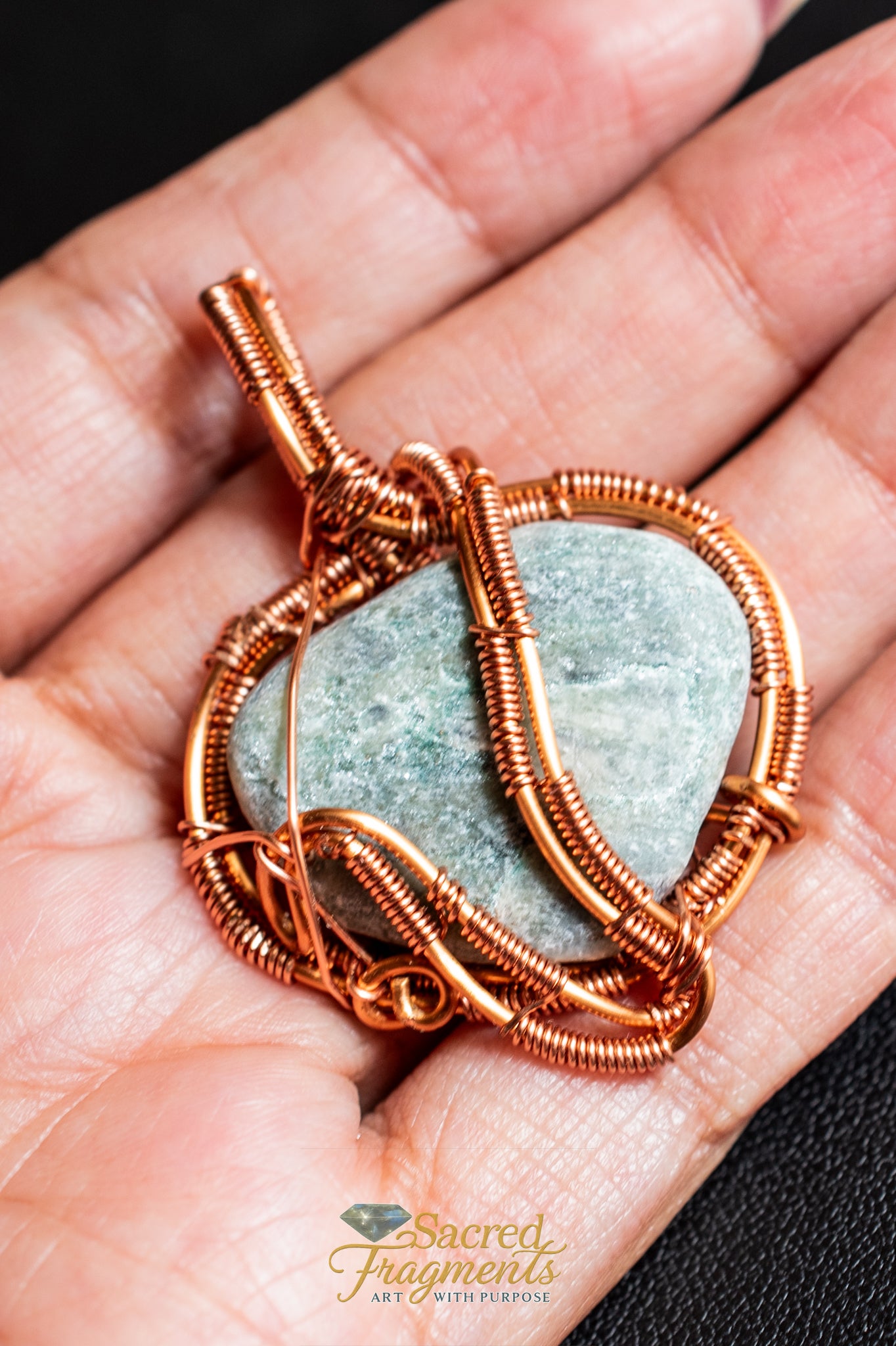 Mariposite Copper Wrapped Pendant