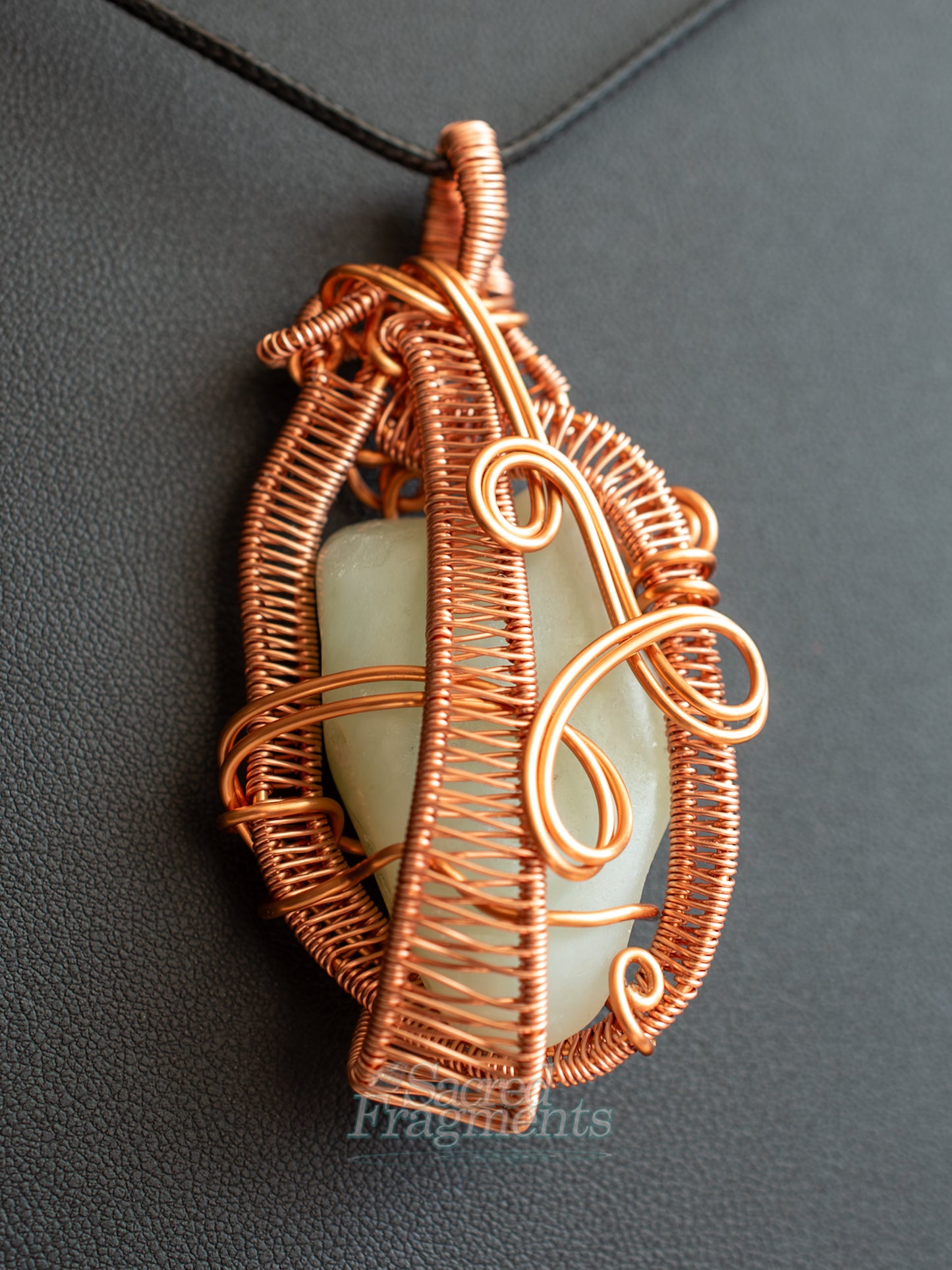 Copper-Wrapped Jade Serenity Pendant