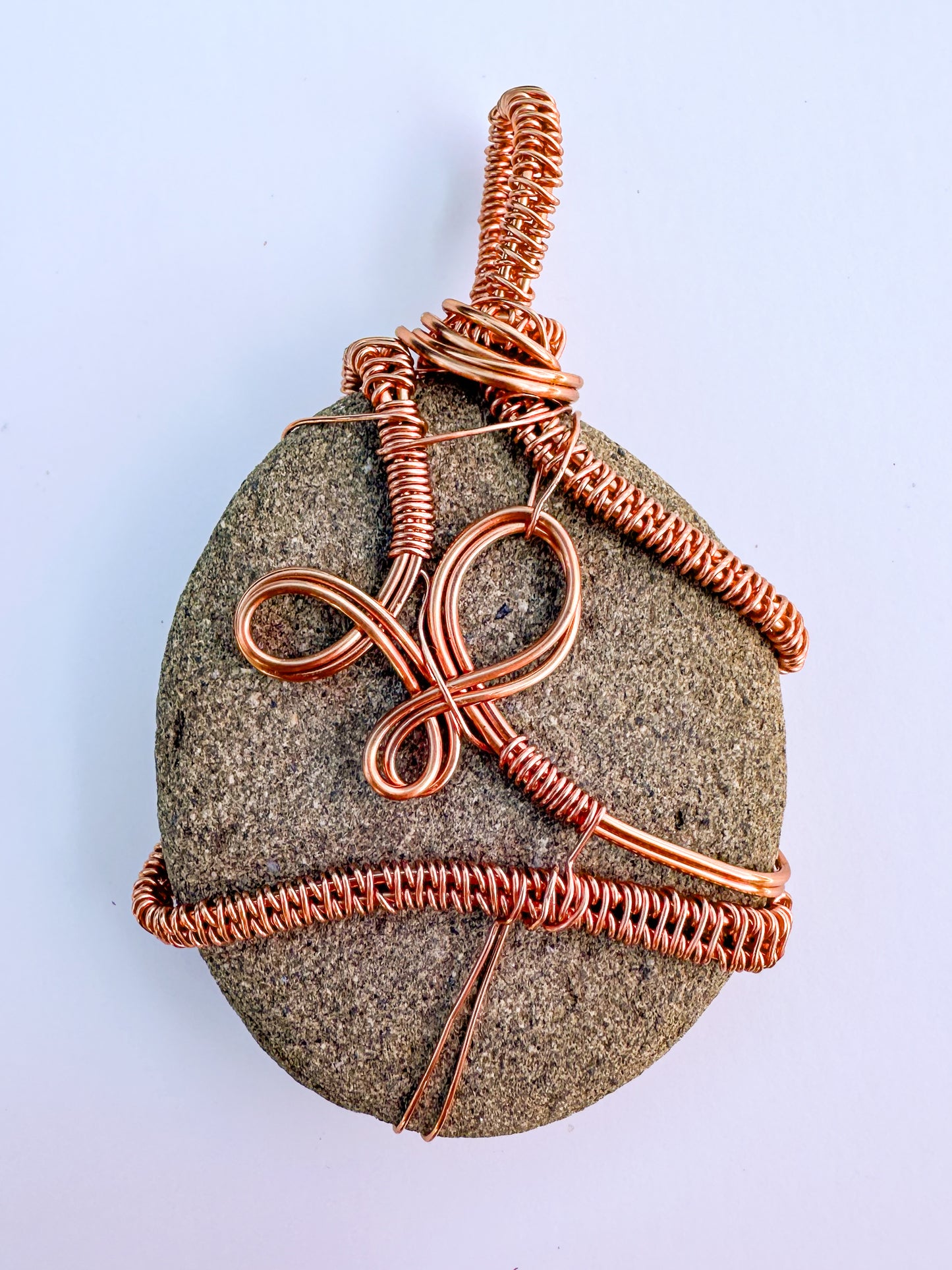 Connect and Ground Pendant Copper Wrapped Beach Stone