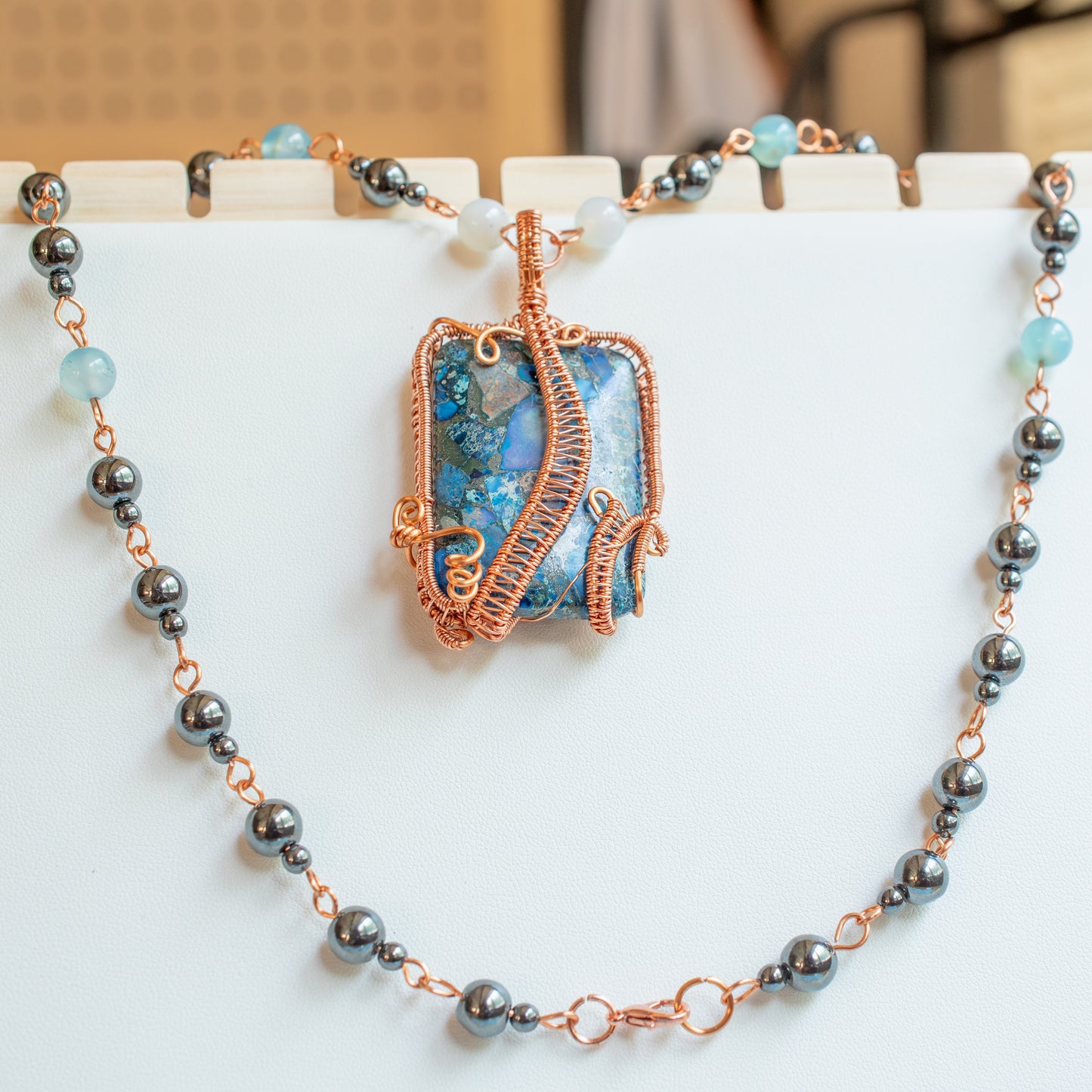 Brecciated Jasper Sophisticated Pendant and Chain Combo