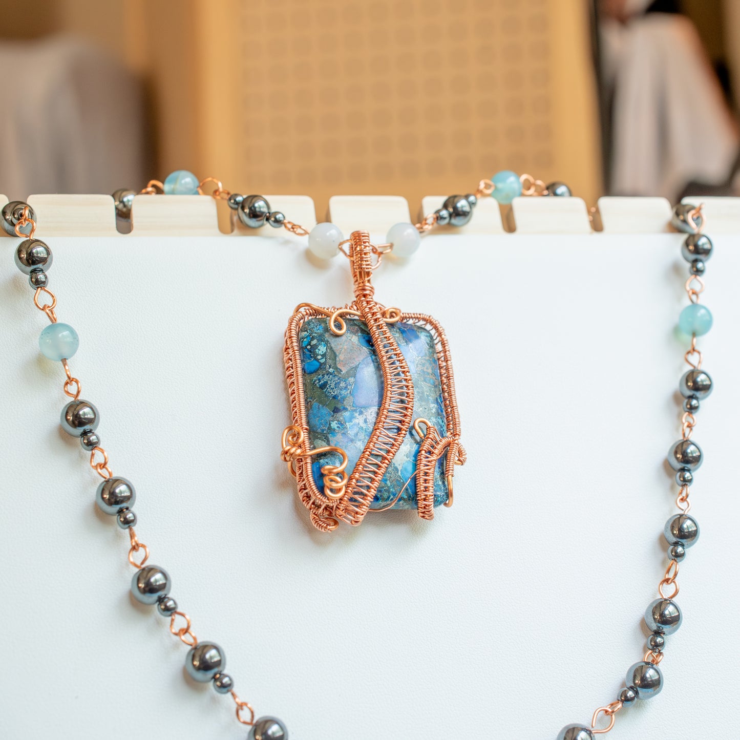 Brecciated Jasper Sophisticated Pendant and Chain Combo