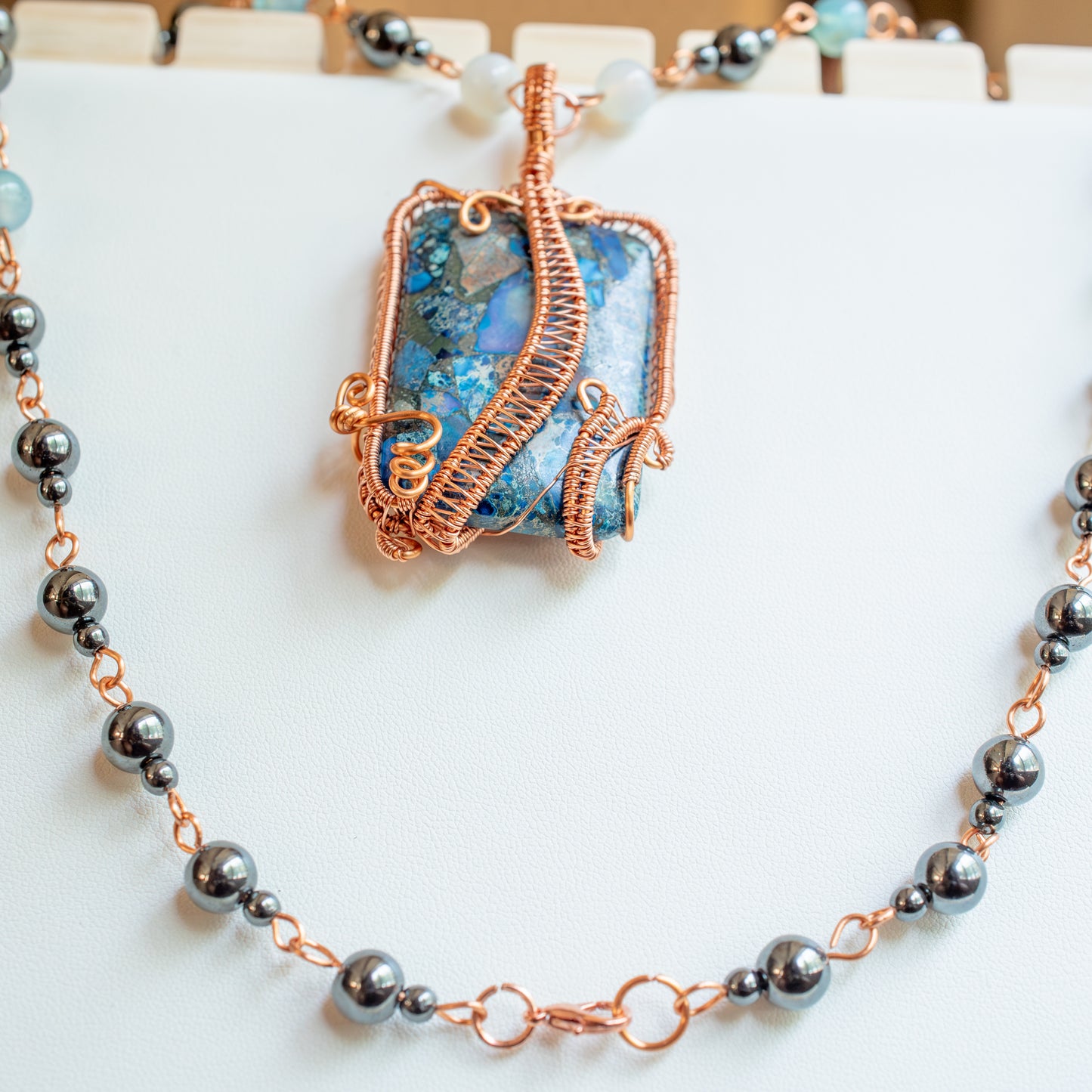 Brecciated Jasper Sophisticated Pendant and Chain Combo