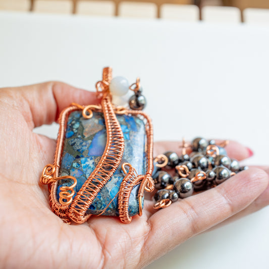 Brecciated Jasper Sophisticated Pendant and Chain Combo