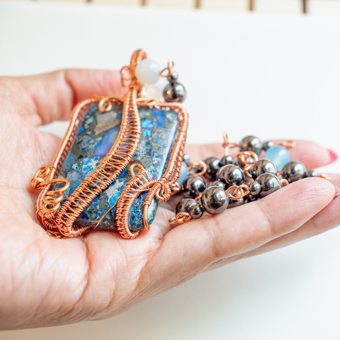 Brecciated Jasper Sophisticated Pendant and Chain Combo