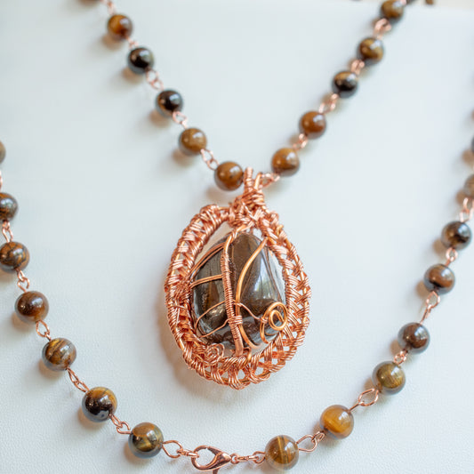 Tiger Eye Crystal Wrapped in Copper