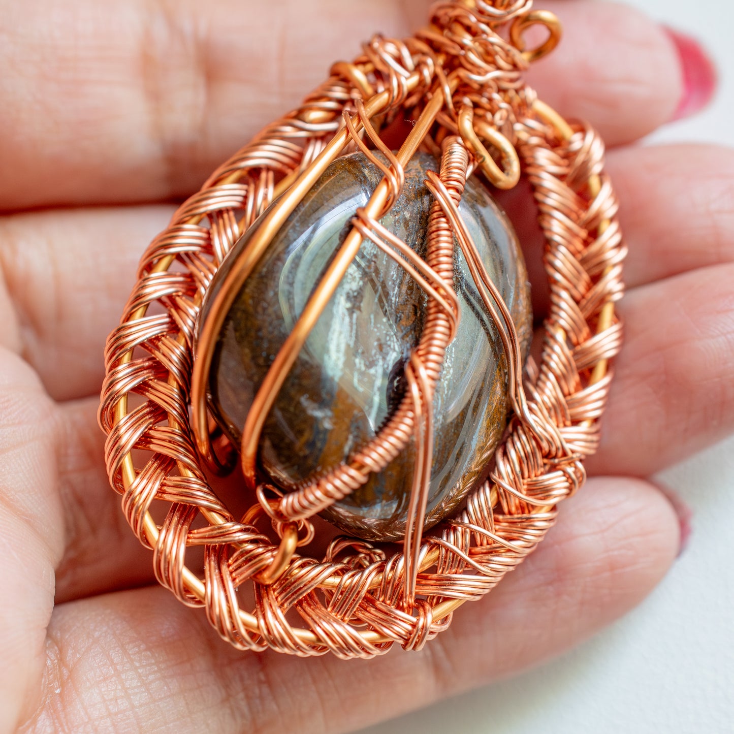 Tiger Eye Crystal Wrapped in Copper