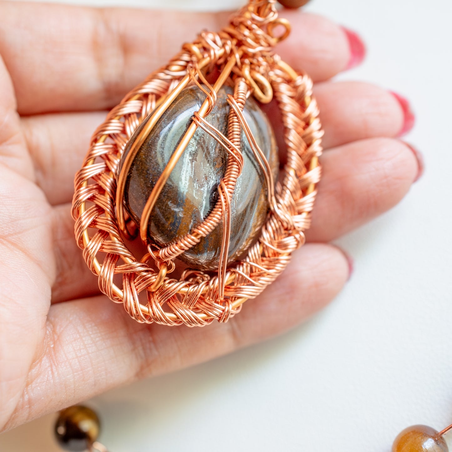 Tiger Eye Crystal Wrapped in Copper