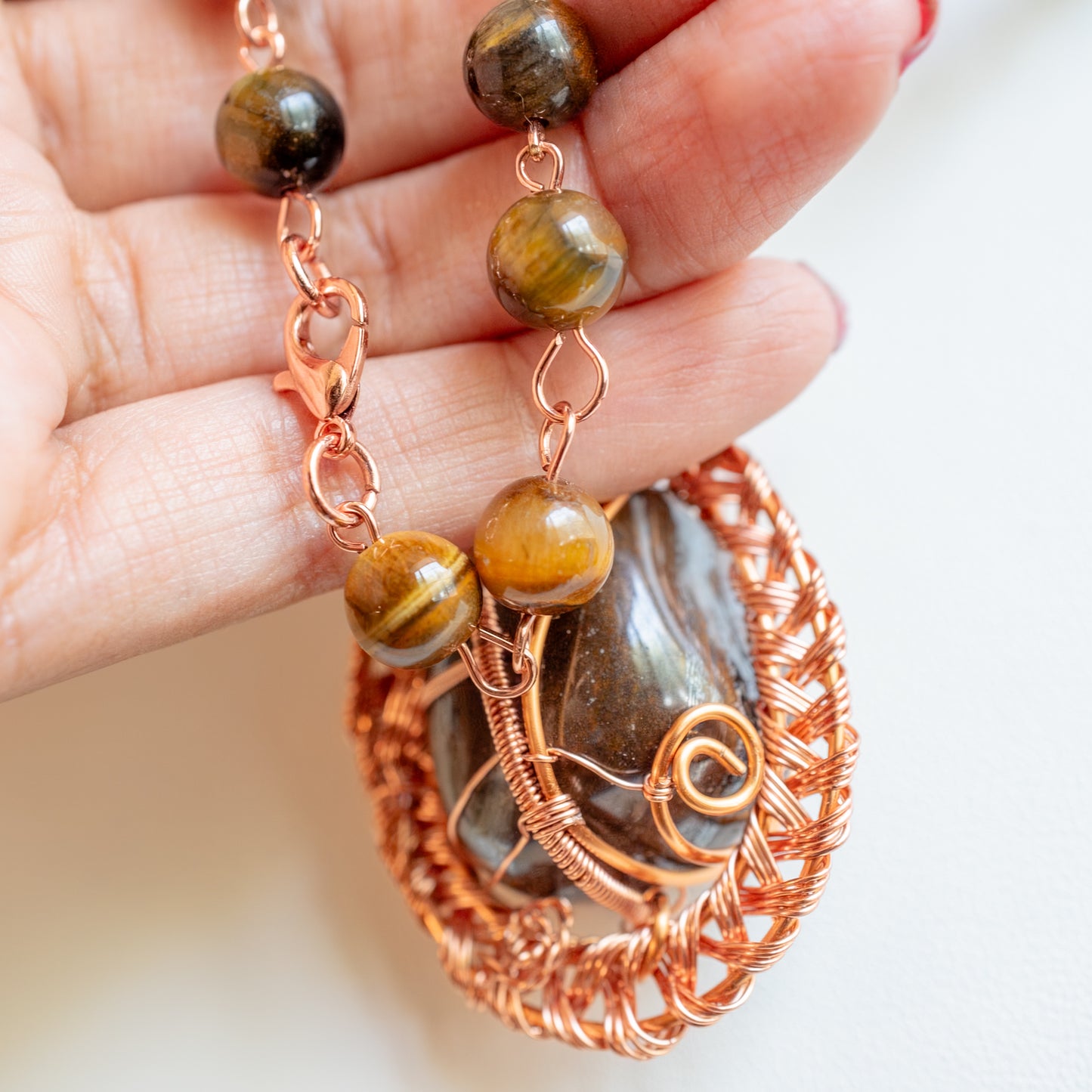 Tiger Eye Crystal Wrapped in Copper