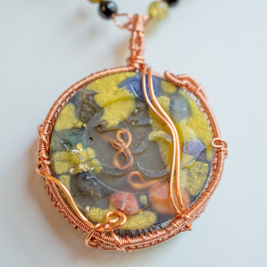Ohm Symbol Orgone Pendant Shungite Stone- EMF protection