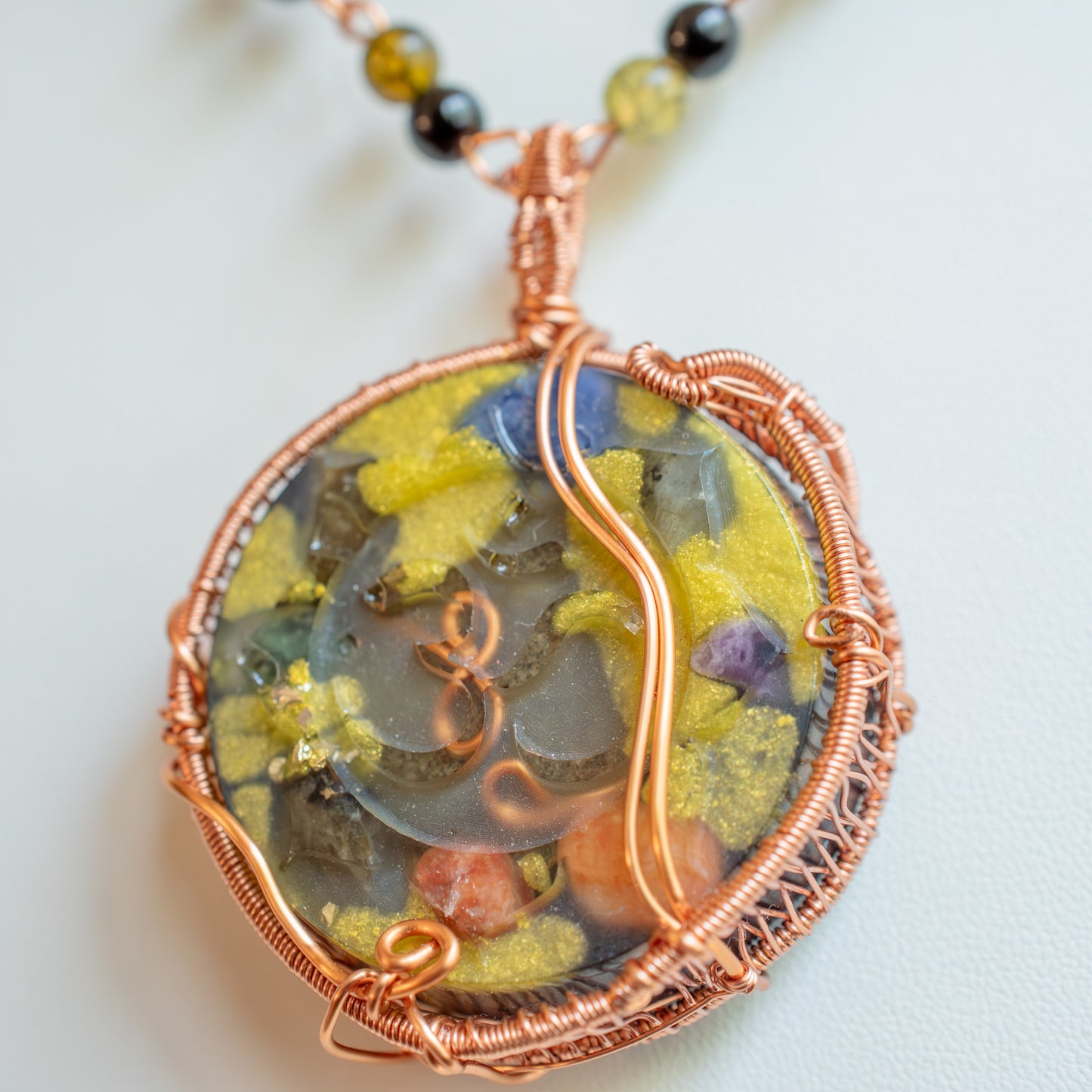 Ohm Symbol Orgone Pendant Shungite Stone- EMF protection