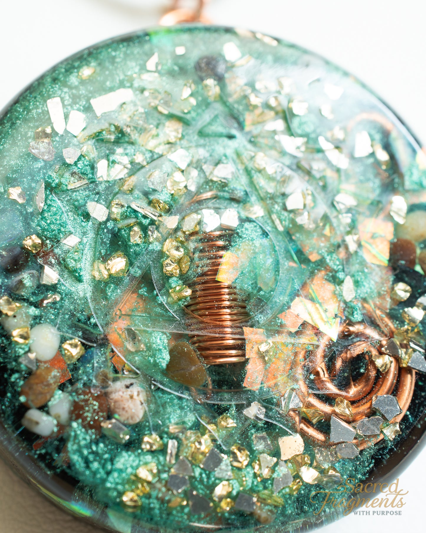 Throat Chakra Orgone Pendant with Shungite Stone