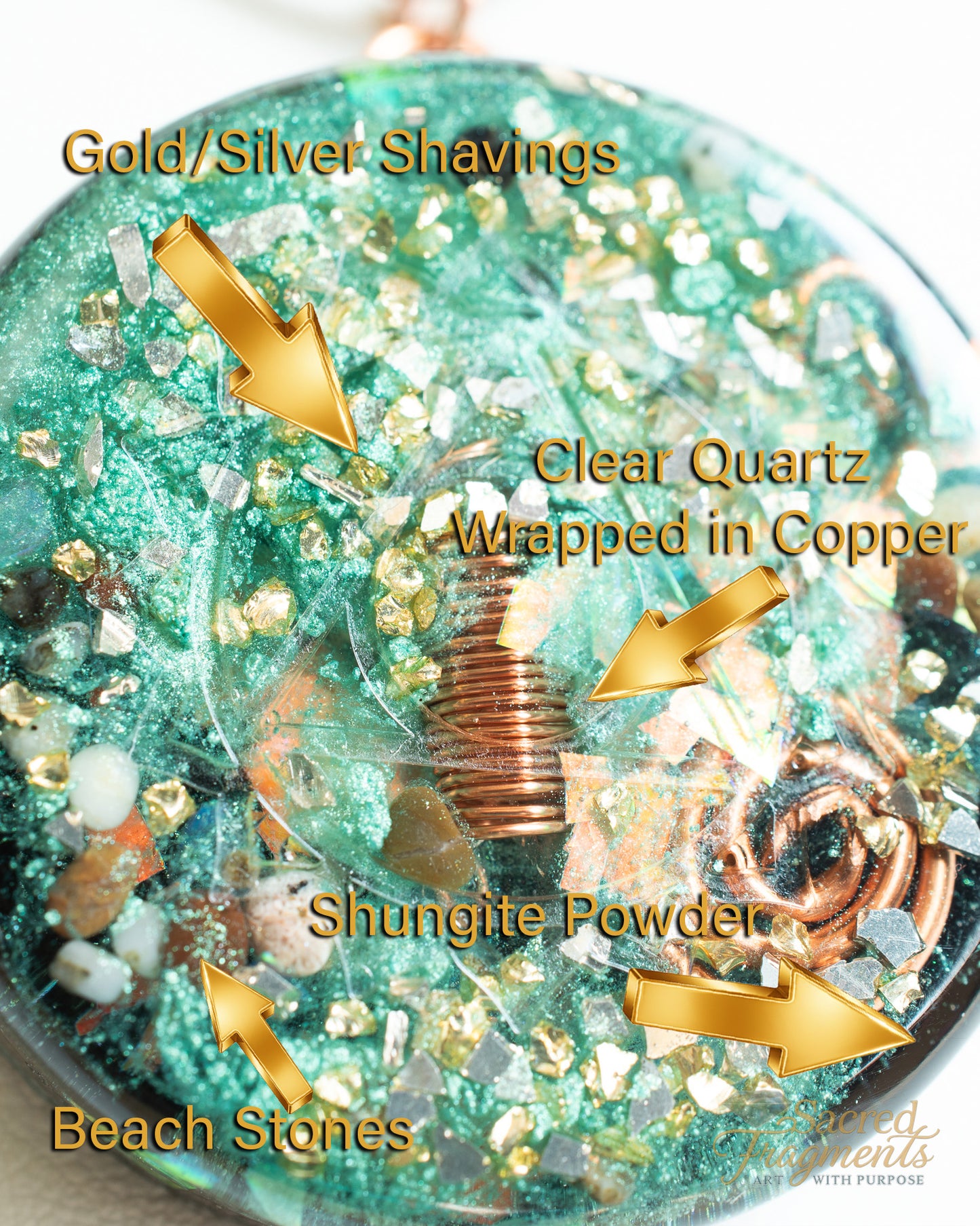 Throat Chakra Orgone Pendant with Shungite Stone