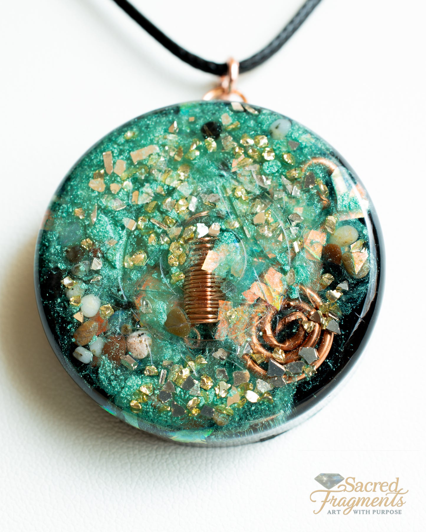 Throat Chakra Orgone Pendant with Shungite Stone