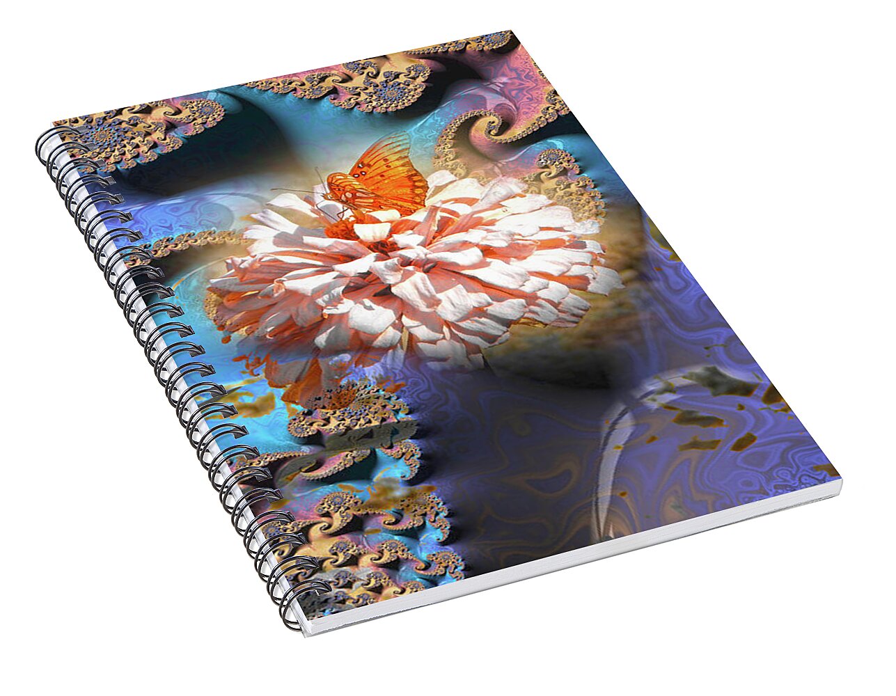 Abstract and Butterfly on a flower - Spiral Notebook