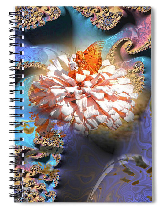 Abstract and Butterfly on a flower - Spiral Notebook