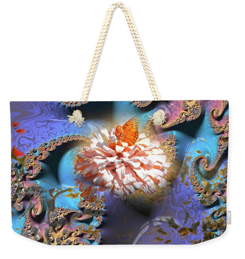 Abstract and Butterfly on a flower - Weekender Tote Bag