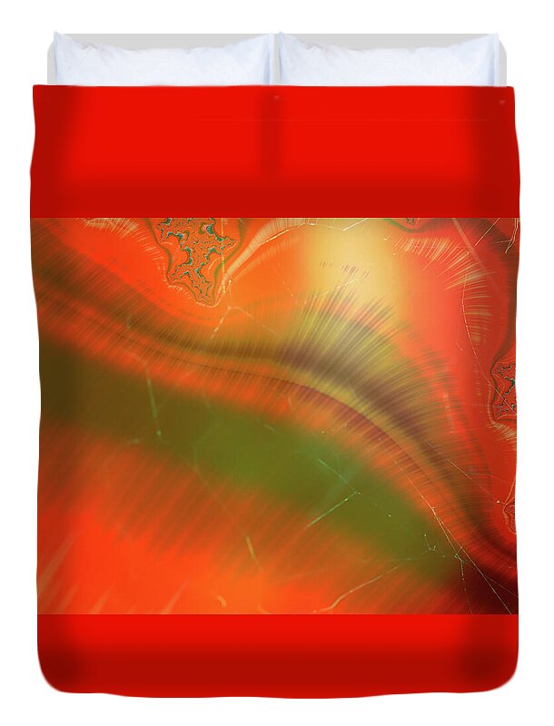Abstract Oranges and Greens - Duvet Cover